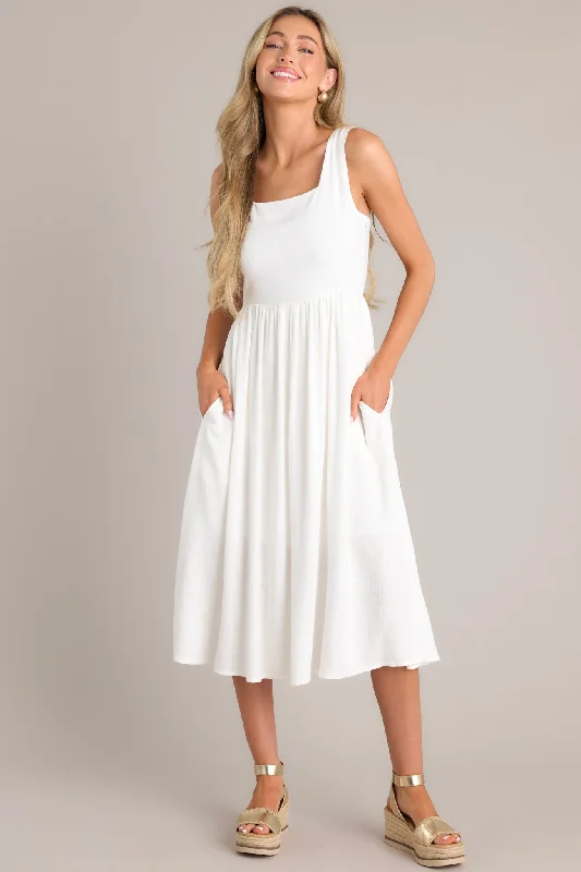 Angelic Aura White Midi Dress