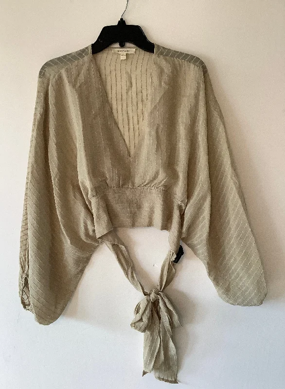 Top Long Sleeve By Cme In Tan, Size: L