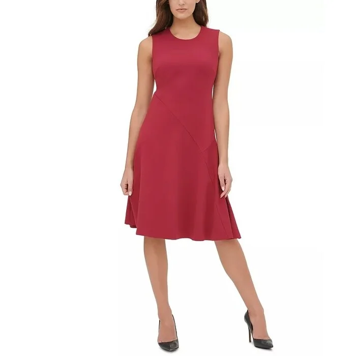 Tommy Hilfiger Women's Solid Midi Dress Red Size 4