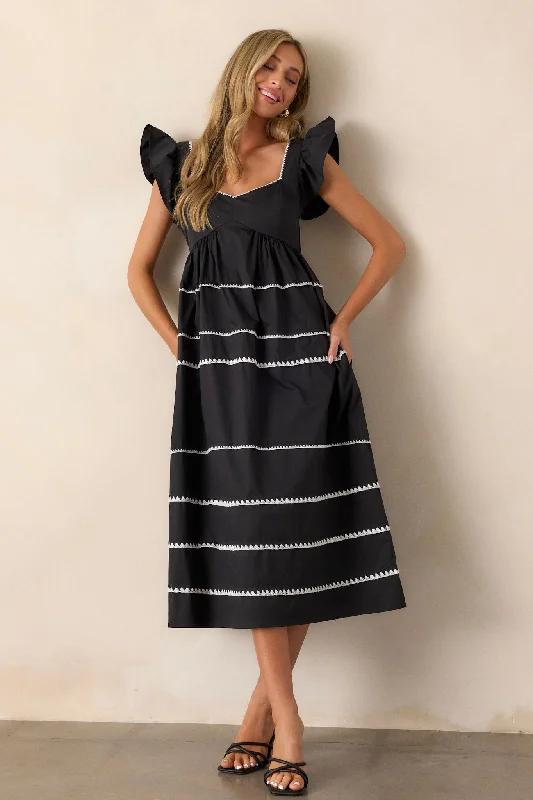 Can't Live Without Black Stripe Tiered Midi Dress