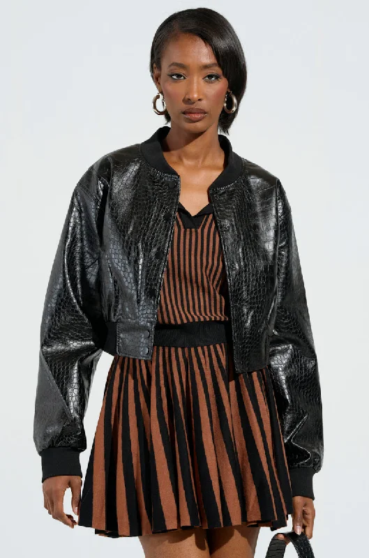 WHAT I WANT FAUX LEATHER BOMBER