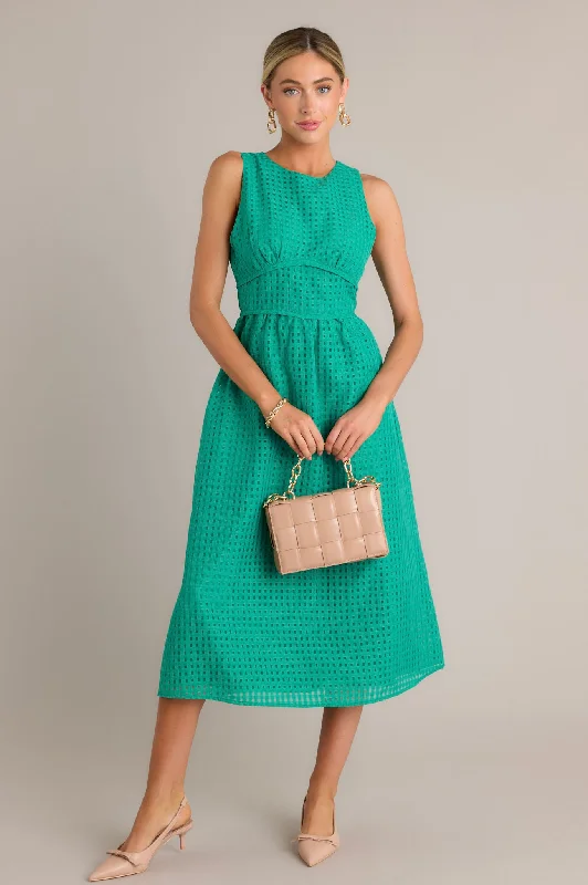 Sophisticated Style Green Sleeveless Midi Dress