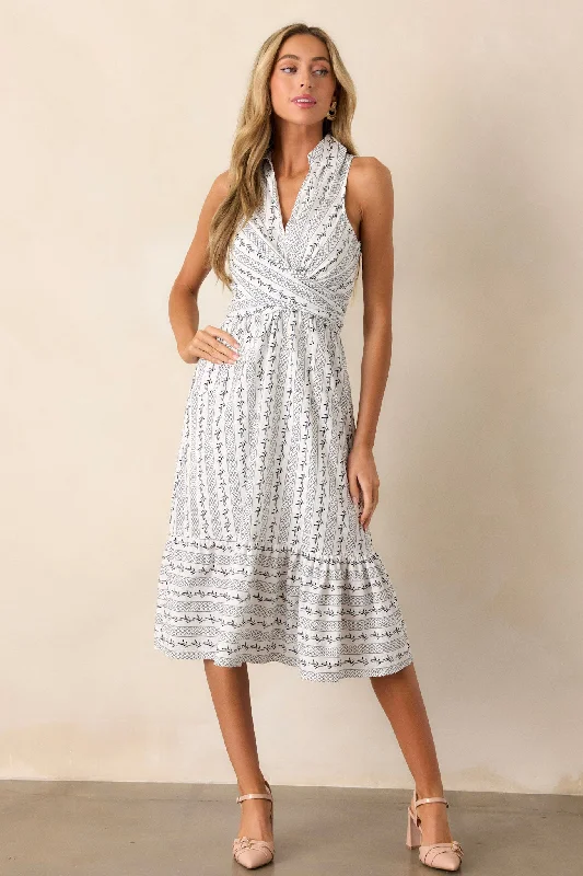 Girl On The Go Ivory Midi Shirt Dress