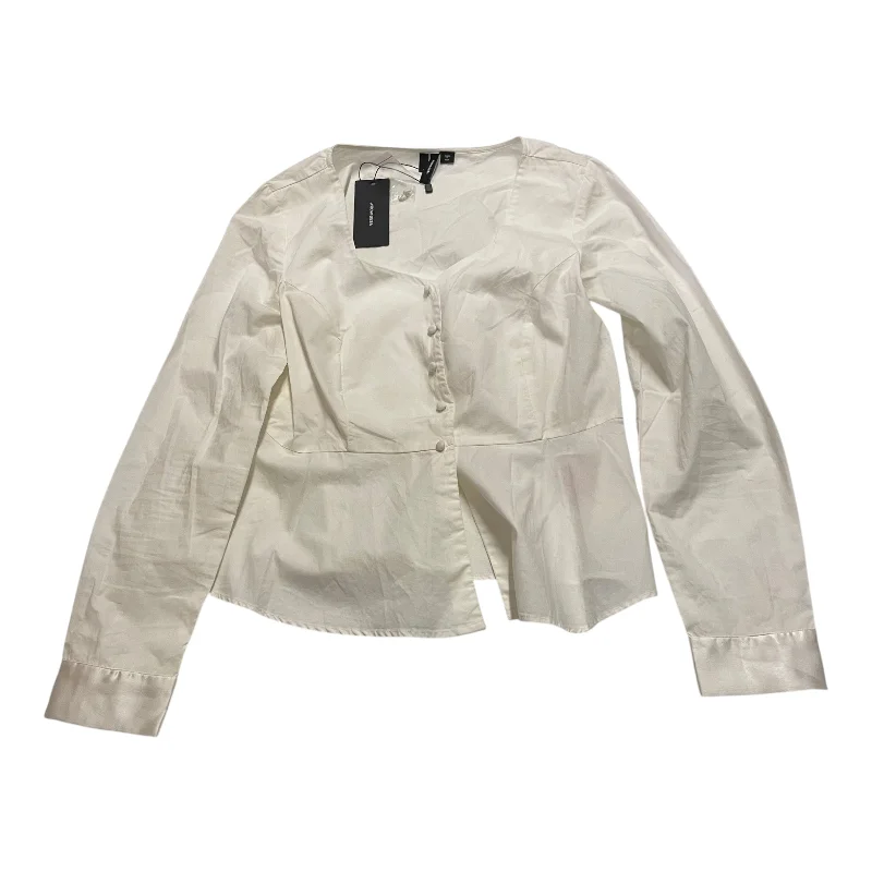 Top Long Sleeve By Vero Moda In Cream, Size: S