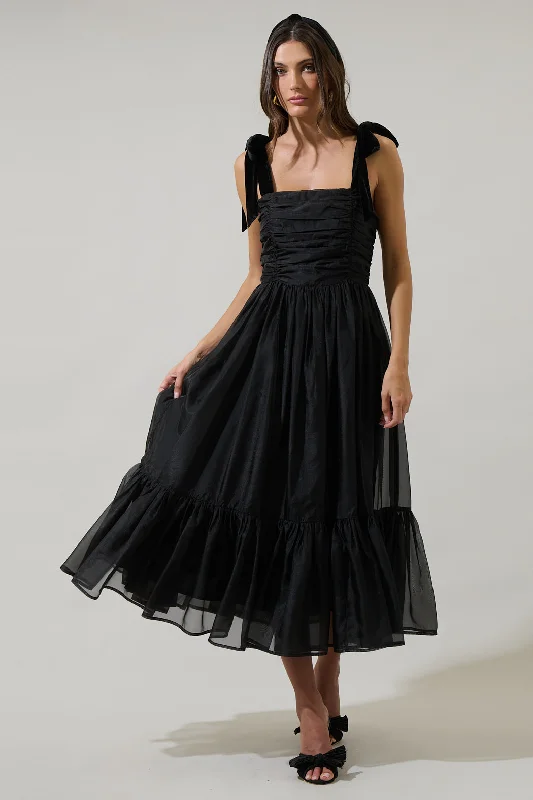 Polina Tulle Ruched Midi Dress