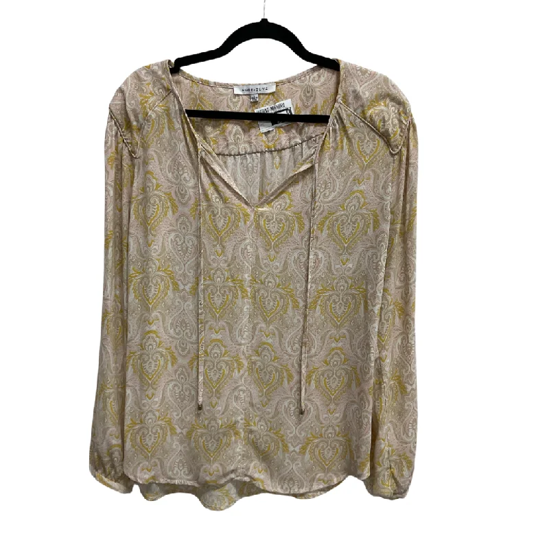 Top Long Sleeve By Rose And Olive In Tan & Yellow, Size: L