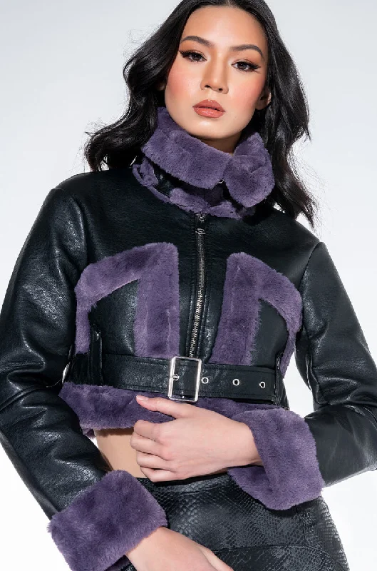 AZALEA WANG PALOMA BONDED FUR PU JACKET