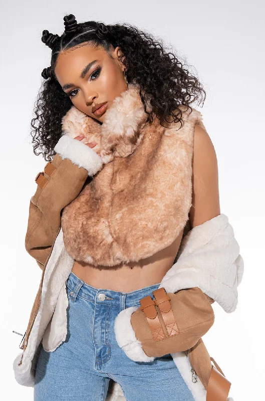 SOLANGE CROP FAUX FUR VEST