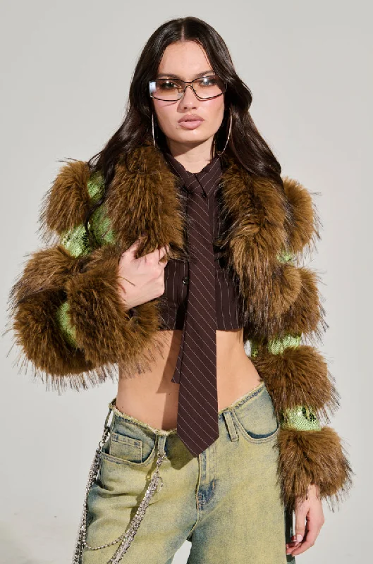 FERNIE ULTRA CROP FUR TRIM MOTO