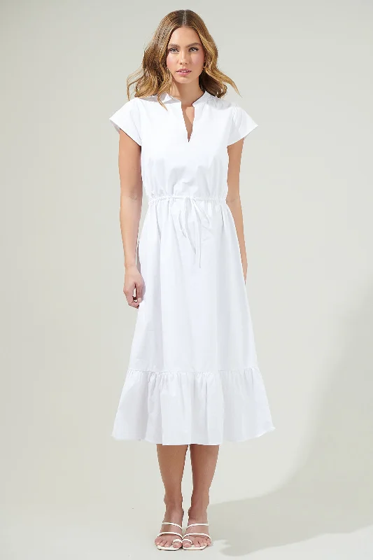 Willow Dust Split Neck Midi Dress