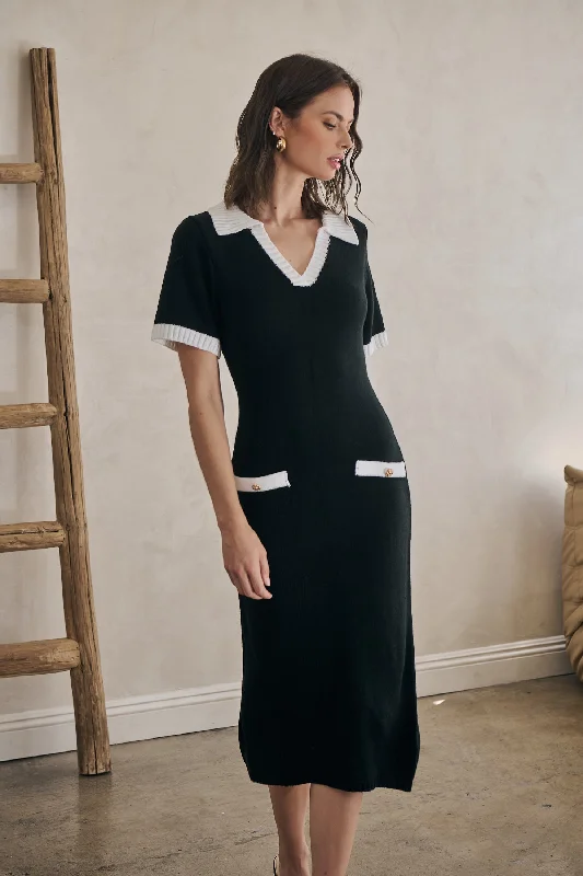 Rison Collared Midi Sweater Dress