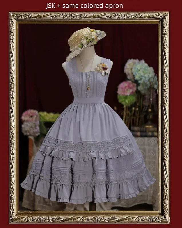 Tiny Garden~Nocturne Reminiscence~Elegant Lolita JSK Dress Multi-Wear Apron Dress Set