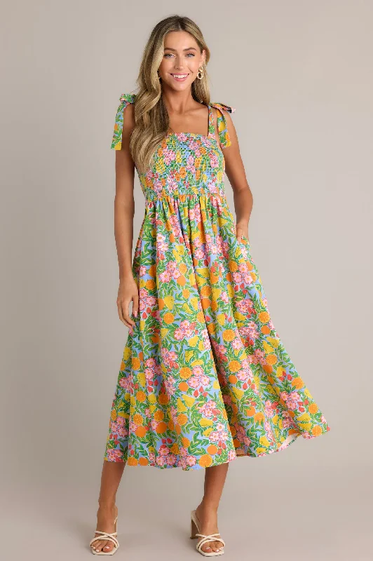 The Power Of Love Green Multi Floral Midi Dress