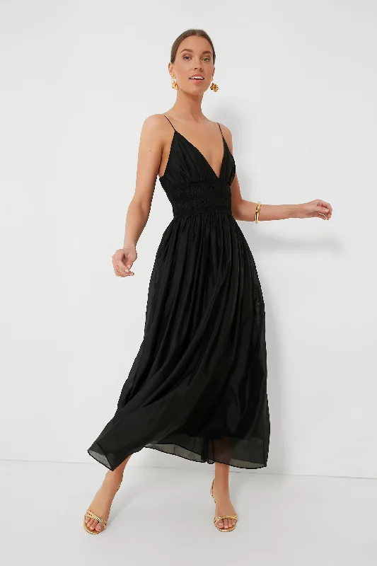 Black Sleeveless V-Neck Maxi Dress