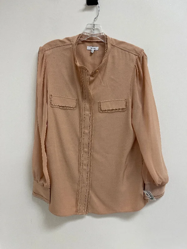 Blouse Long Sleeve By Reiss In Tan, Size: M