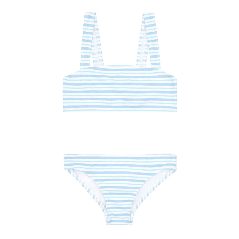 minnow x j.crew girls peri blue stripe bandeau bikini