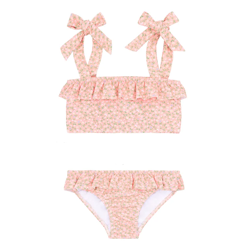 minnow x j.crew girls pink hibiscus ditsy bandeau bikini