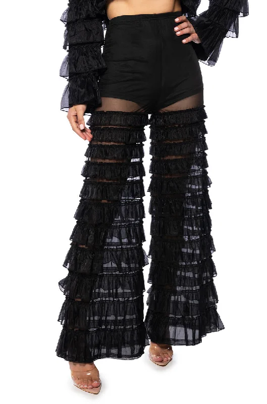 SAMIRA MESH RUFFLE FULL LENGTH PANT