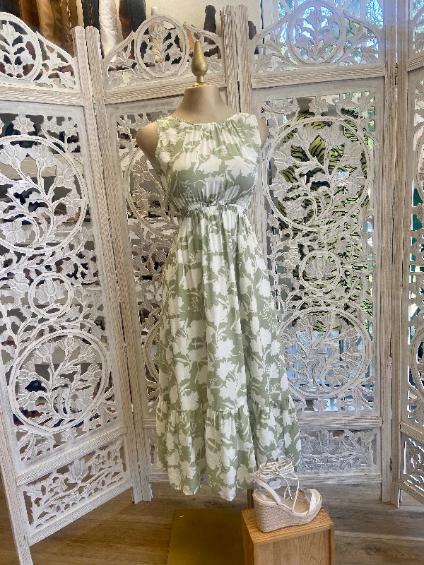 Light Green Back Cutout Maxi Dress