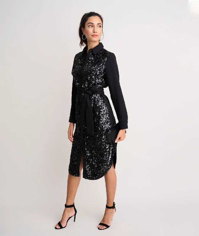 Sequin Crepe Lexie Shirt Dress - FINAL SALE