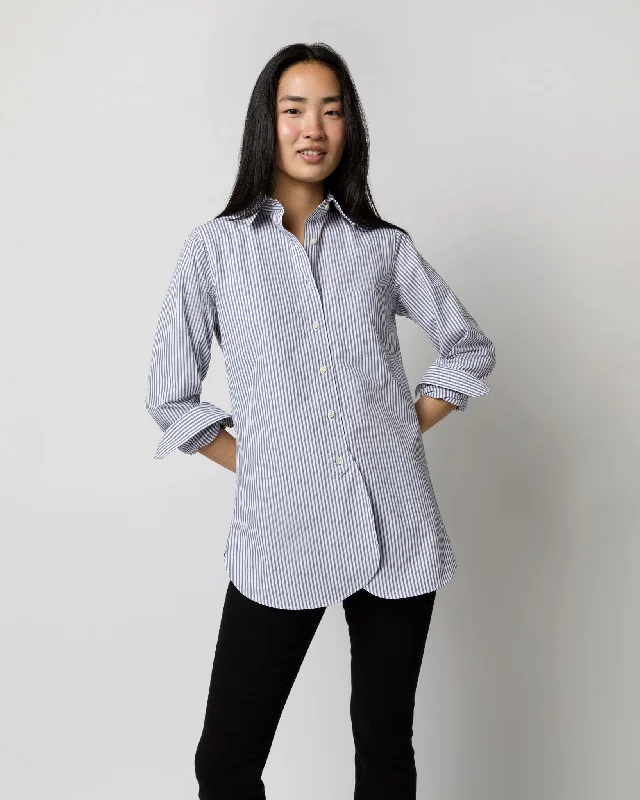 Boyfriend Shirt in Grey/White Bengal Stripe Compact Cotton