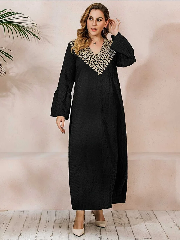 KittenAlarm - Plus Size Ruffle Sleeve Maxi Dress