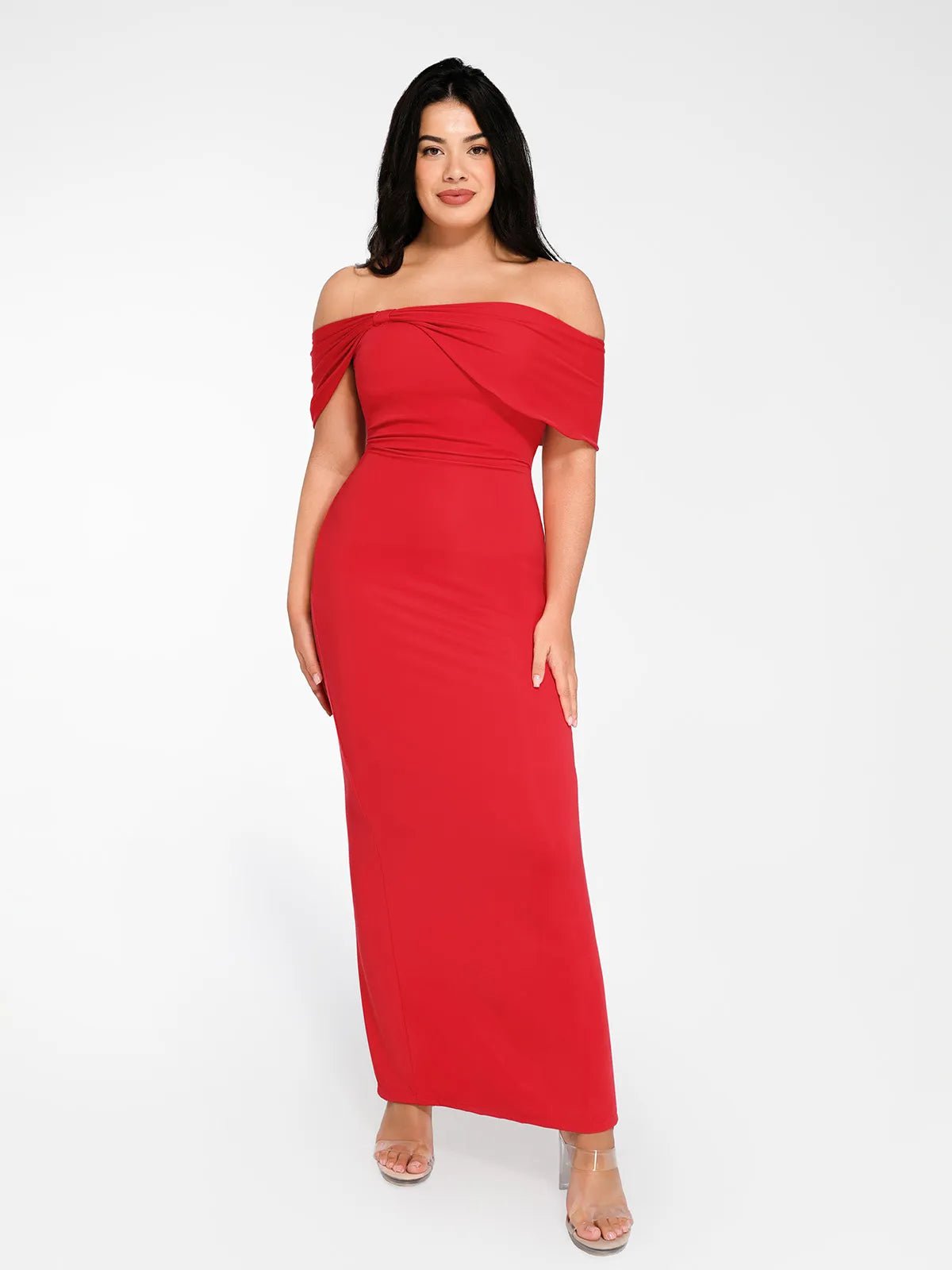 Shapewear Off-the-Shoulder Slim Column Maxi Dress