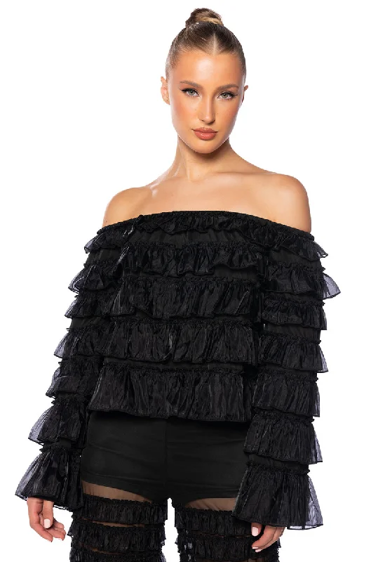 SAMIRA OFF THE SHOULDER RUFFLE BLOUSE