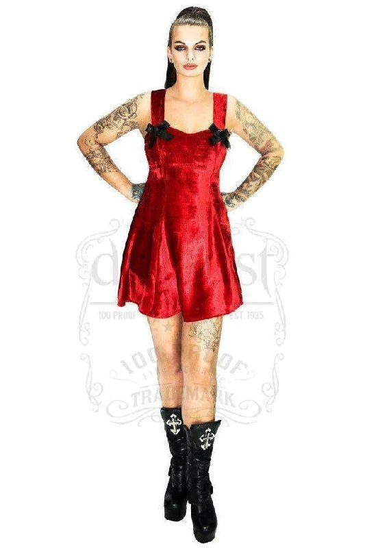 Royal Luxury Deep Red Velvet Mini Dress - Felicity