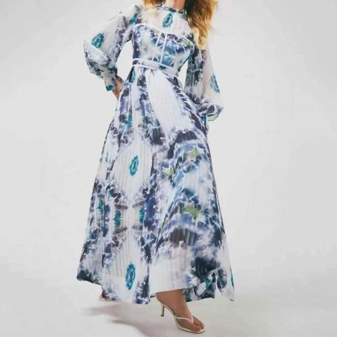 KittenAlarm - Talitha Tie-dye Poet Sleeves Maxi Dress