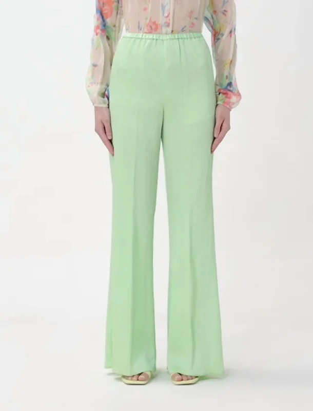 Double Georgette Wide Leg Pants In Lime