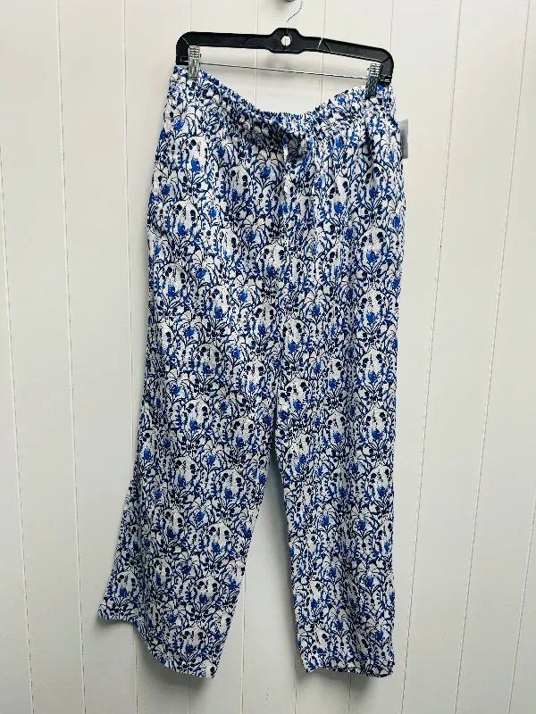 Pants Linen By Tahari By Arthur Levine In Blue & White, Size: Xl