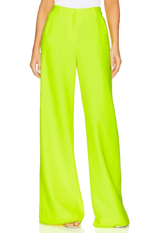 Pilar Wide Leg Pant In Chartreuse