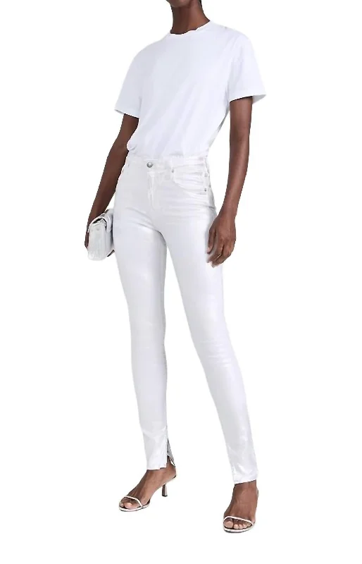 Rae High Rise Skinny Jean In Silver Foil