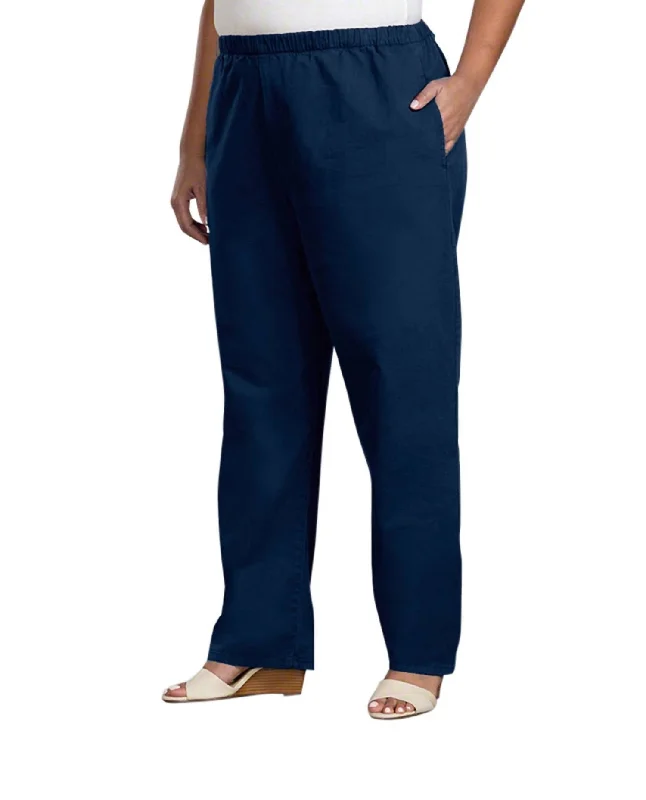 Relaxed Leg Stretch Cotton Twill Pants - Plus In Navy