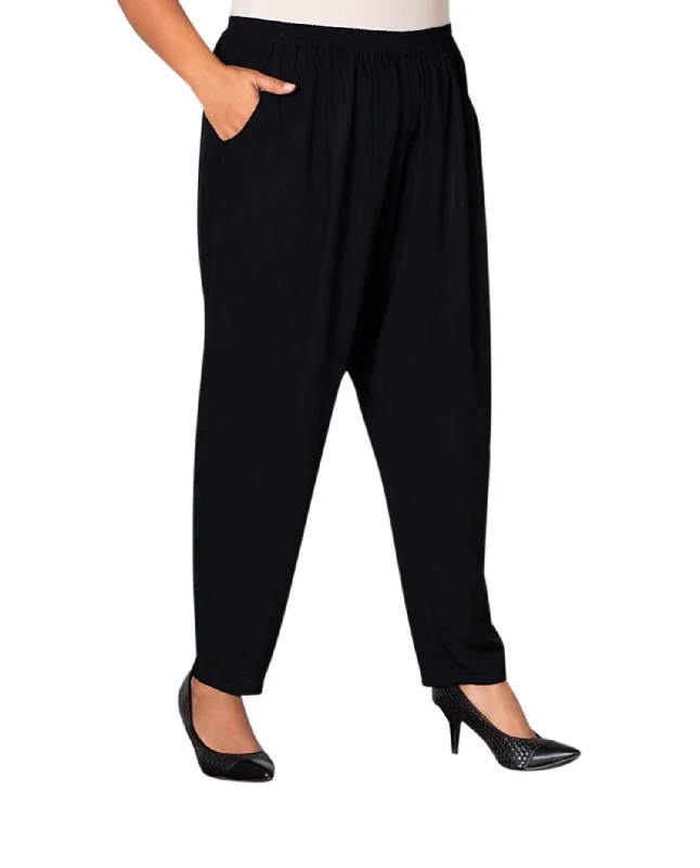 Tailored Leg Rayon Pants - Plus In Black