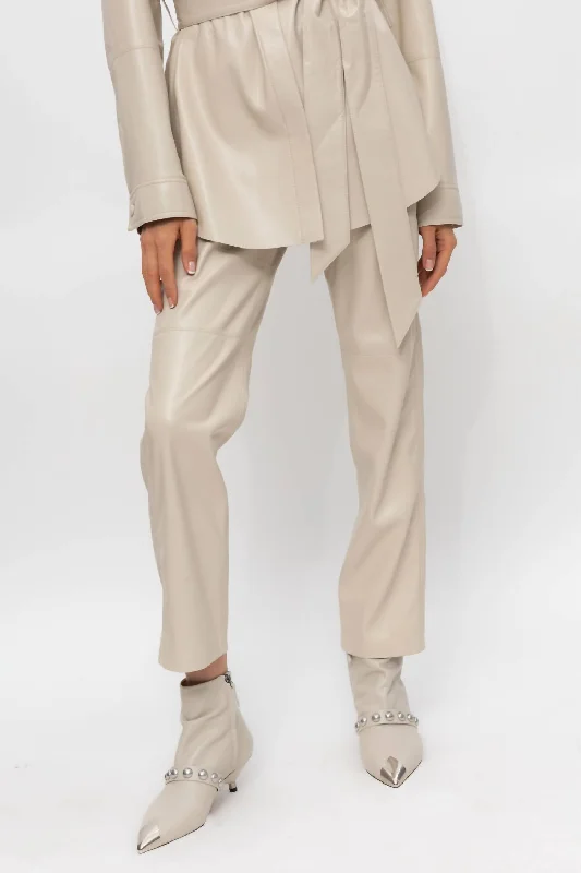 Vinni Vegan Leather Trousers In Creme