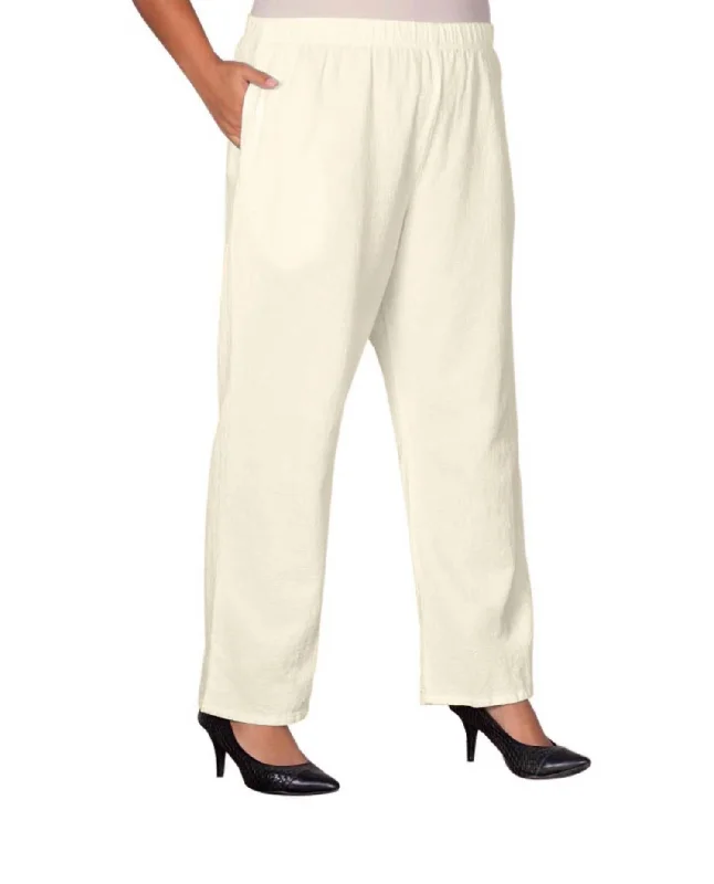 Wide Leg Crinkle Cotton Pants - Plus In Arctic White