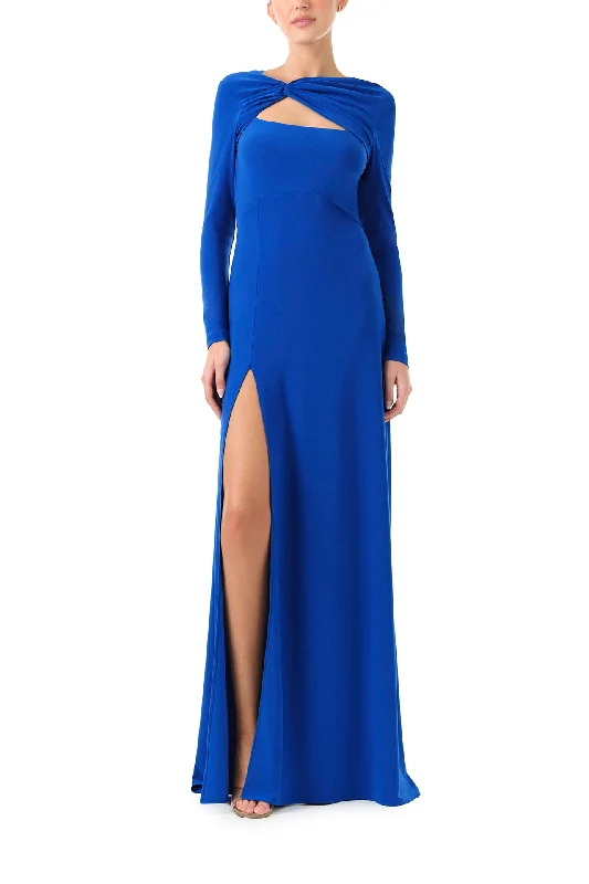 Long Sleeve Cobalt Jersey Gown