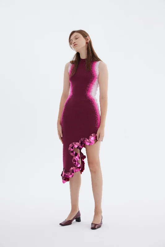 MAYA WAVY ASYMMETRIC DRESS WITH SEQUINS