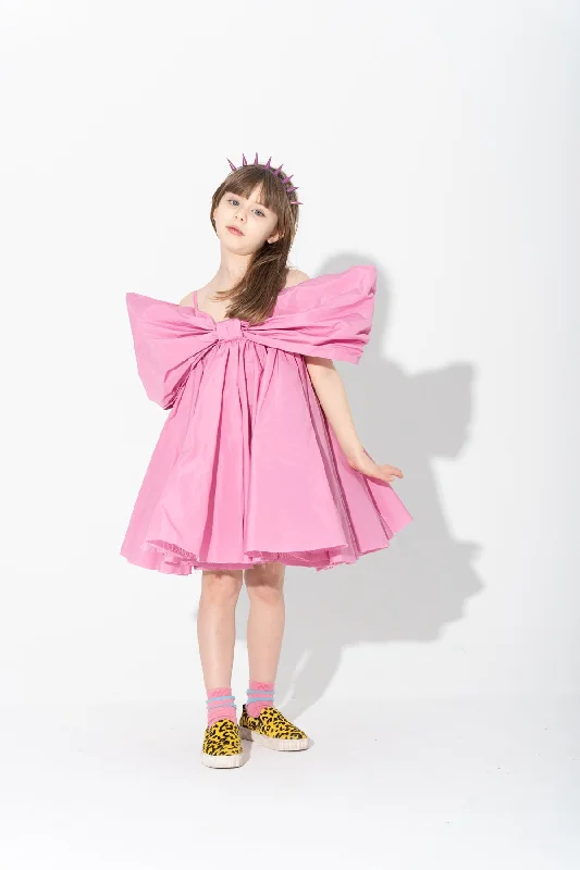 PINK BOW TAFFETA DRESS