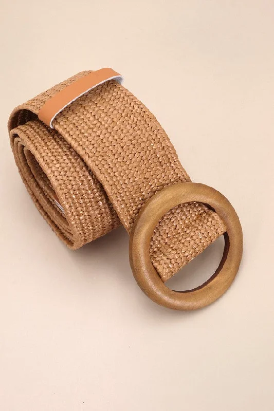 Wooden Woven Elastic Brown Belt