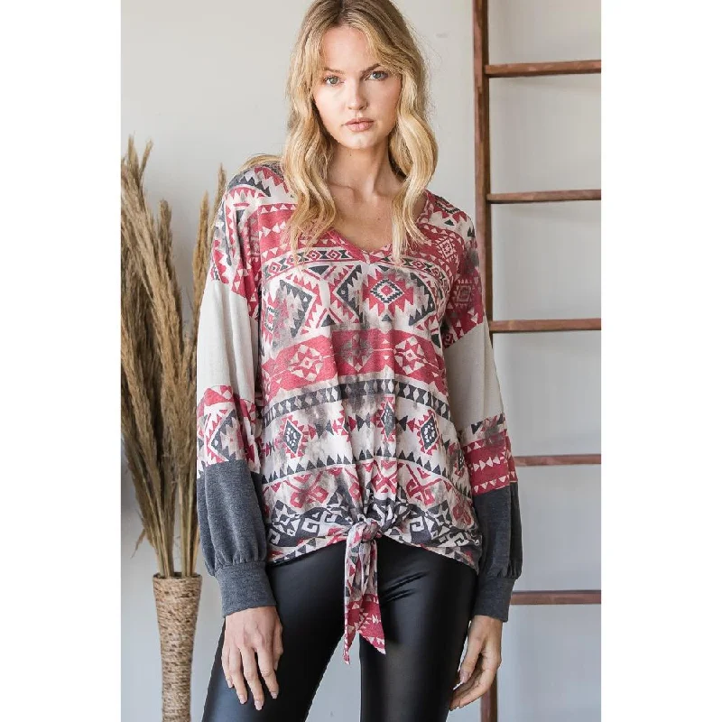 Beautiful Aztec Print Long Sleeve Sweater