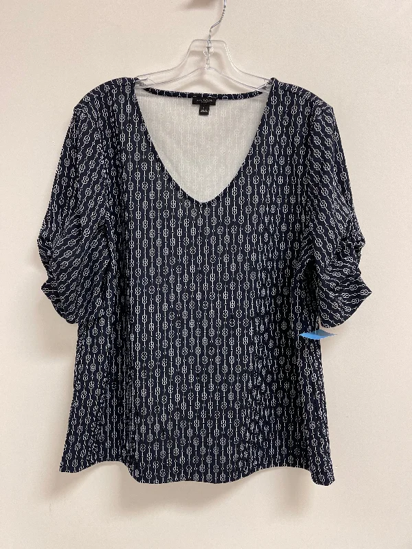 Top Short Sleeve By Ann Taylor In Navy, Size: Xl