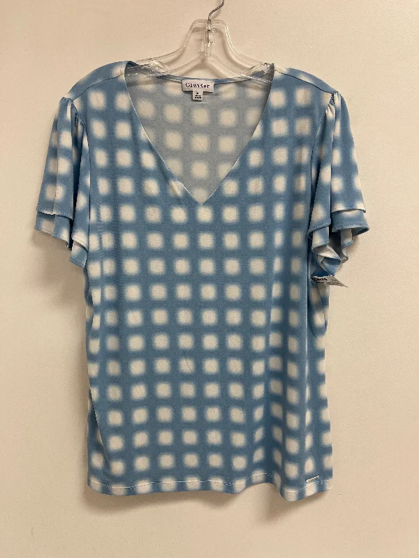 Top Short Sleeve By Calvin Klein In Blue & White, Size: Xl