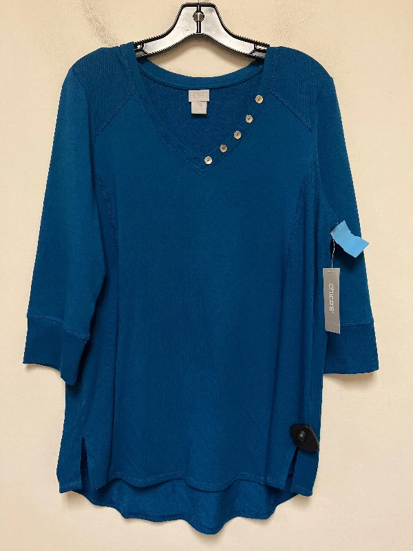 Top Short Sleeve By Chicos In Blue, Size: L