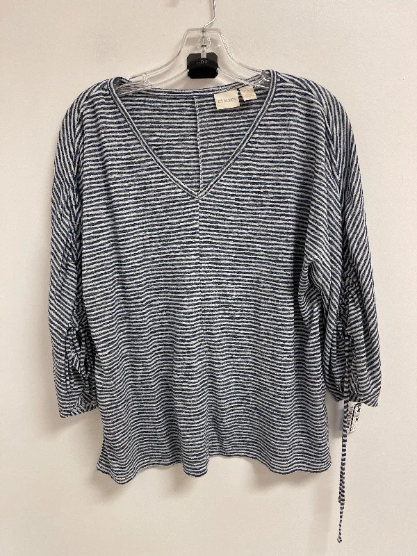 Top Short Sleeve By Chicos In Striped Pattern, Size: L