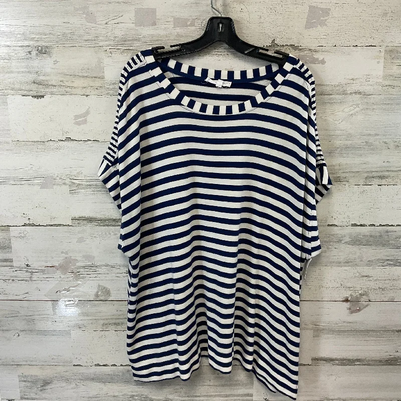 Top Short Sleeve By Jane And Delancey In Blue & White, Size: 3x