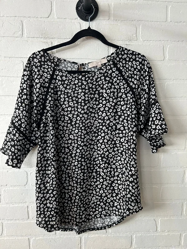 Top Short Sleeve By Loft In Black & White, Size: M